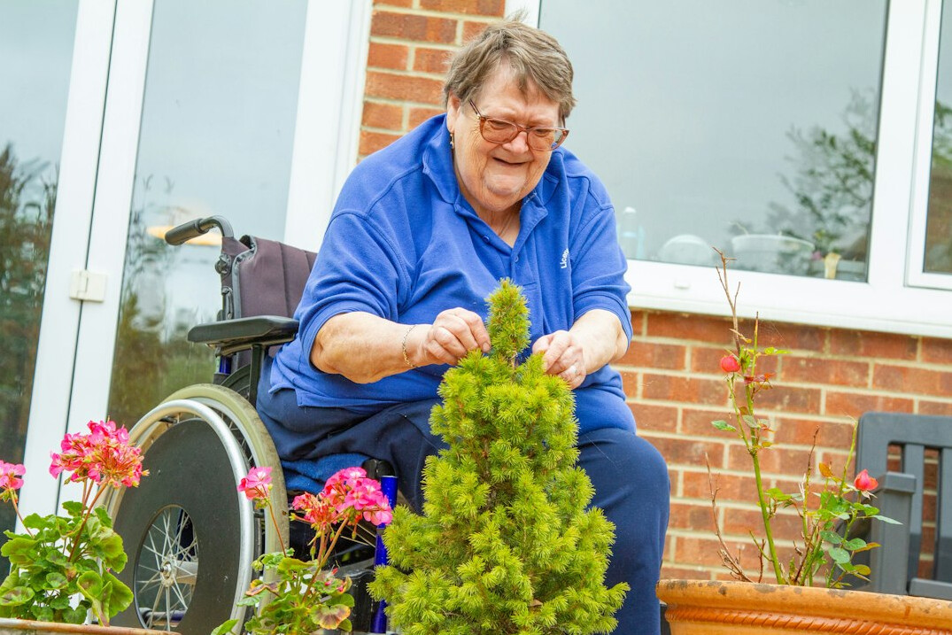 elderly man in garden